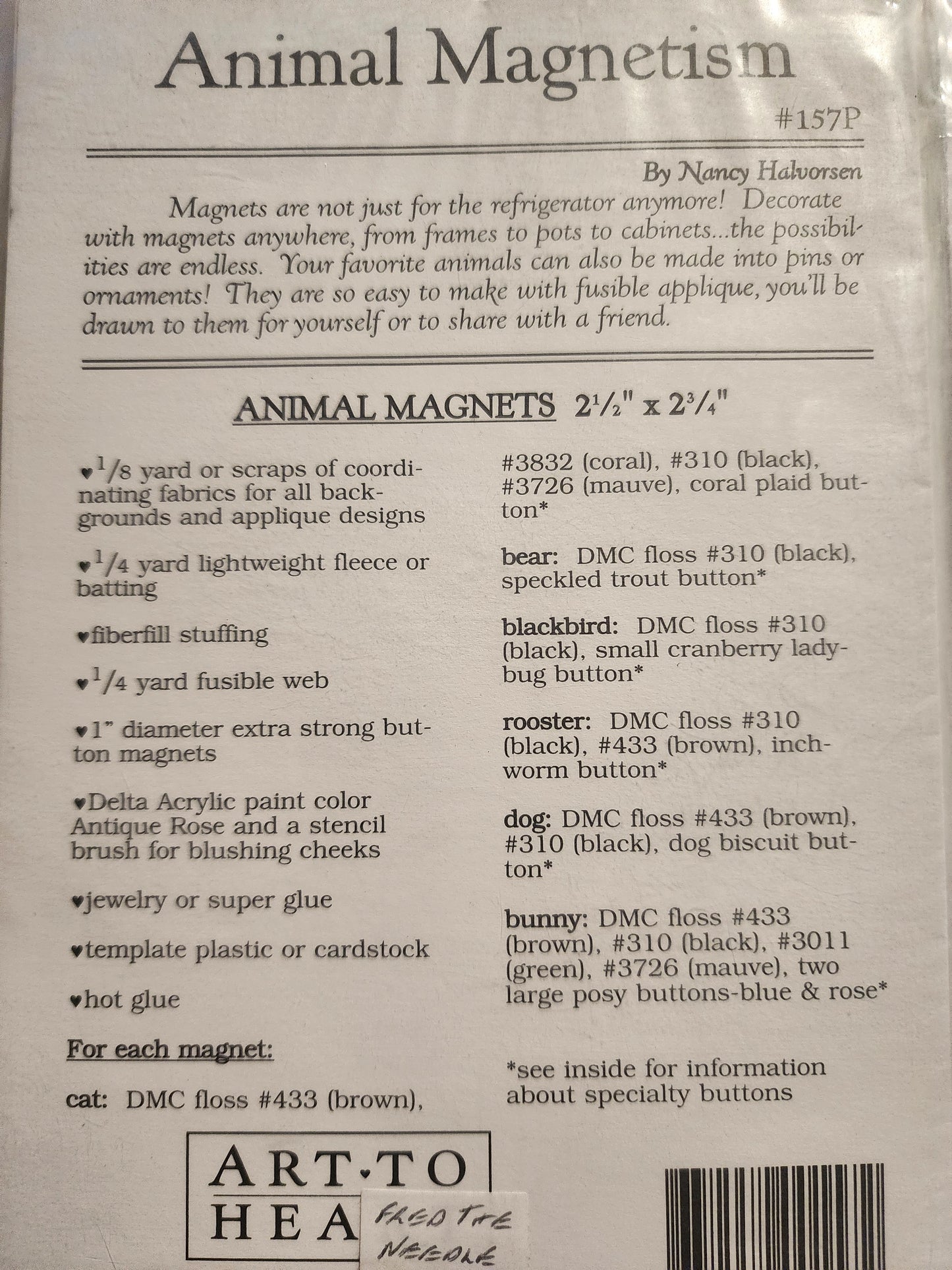 Animal Magnetism sewing pattern by Art to Heart