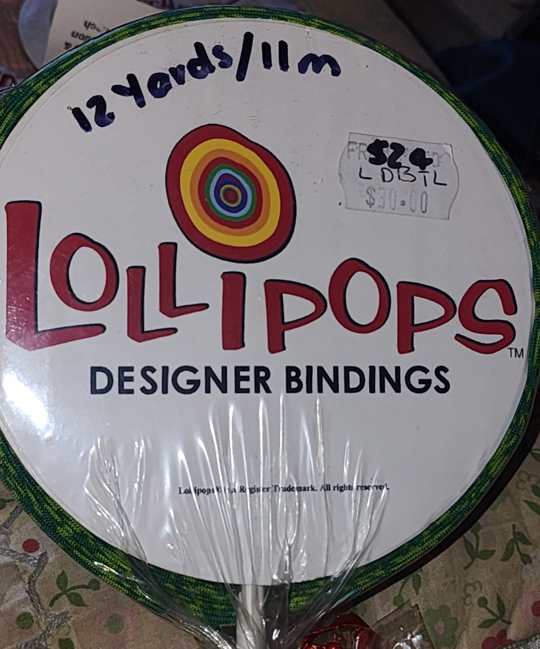 Lollipop bias binding green tonal floral 12 yards Queen size