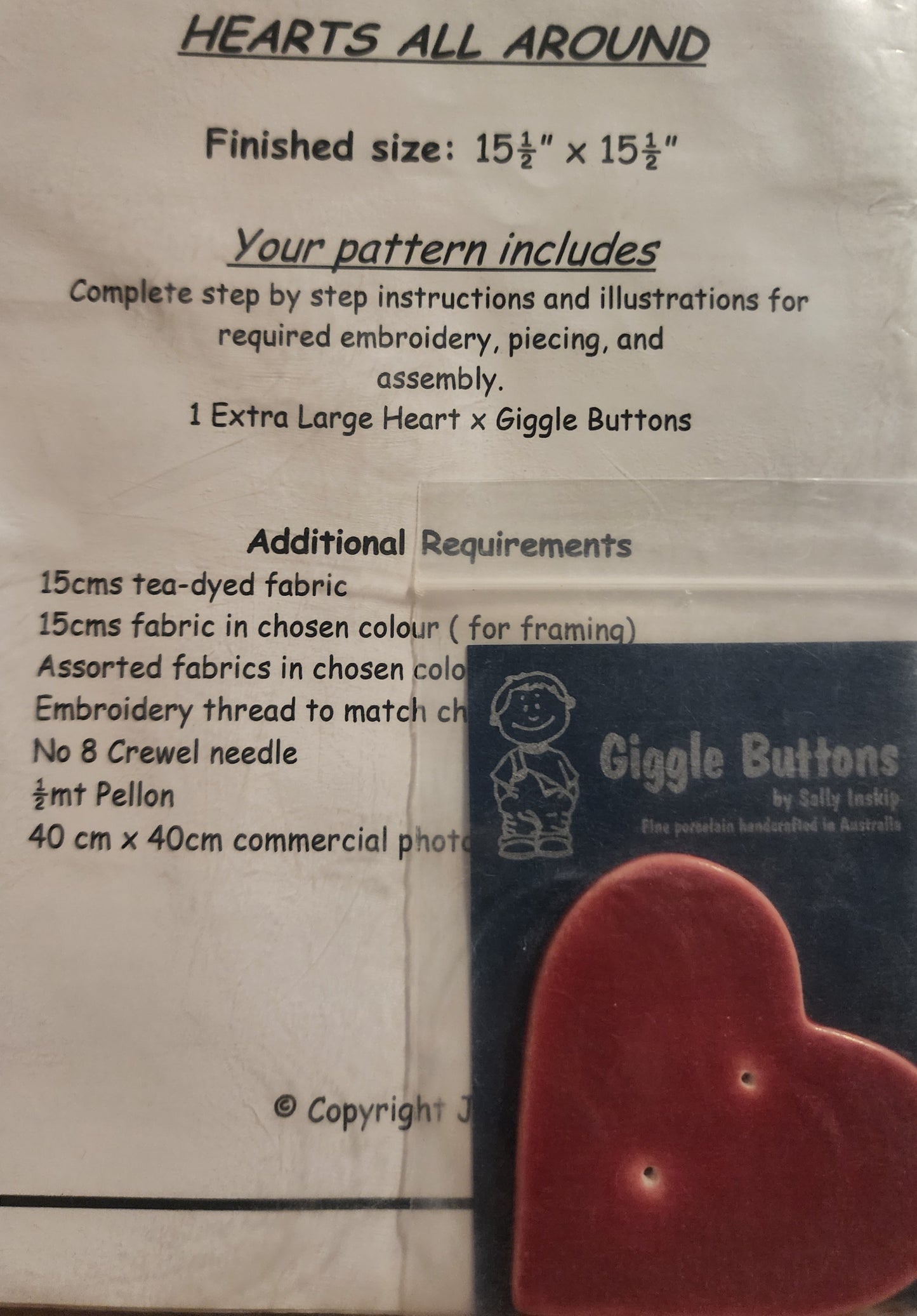 Hearts All Around Kit by Giggle Buttons (includes XL ceramic button)