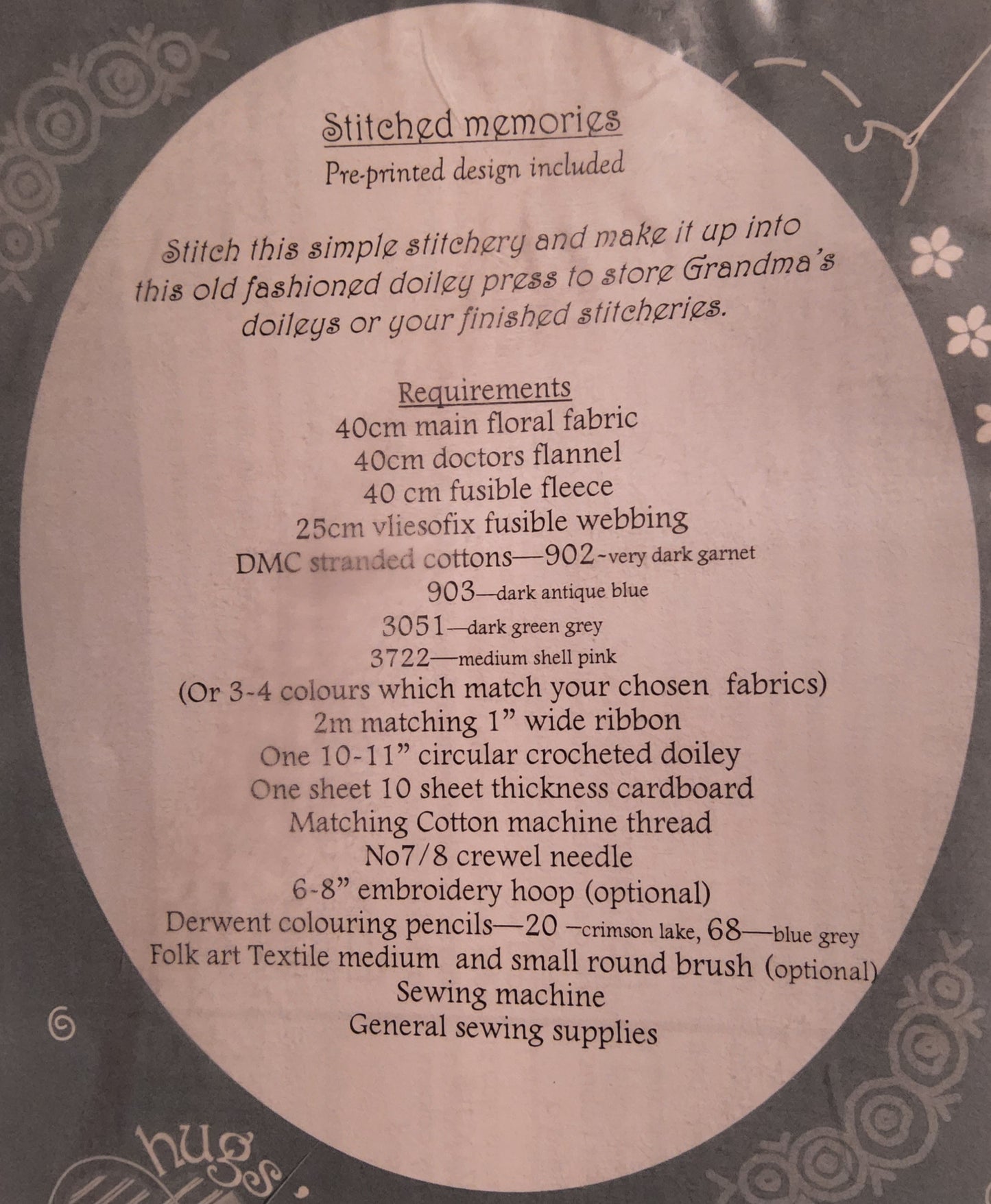 Stitched Memories pattern including printed calico design by Hugs'n Kisses