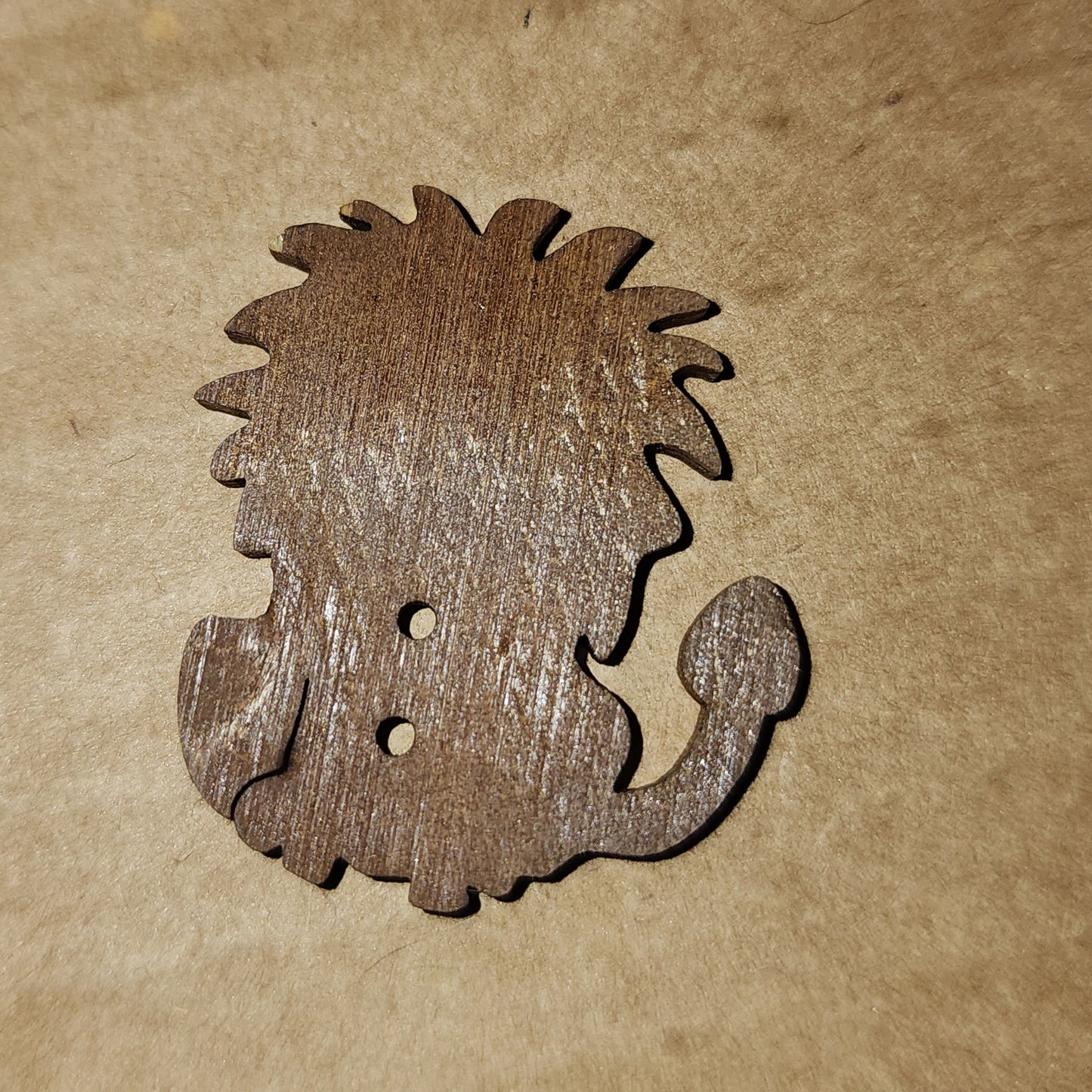 Wooden Lion Button 3cm high