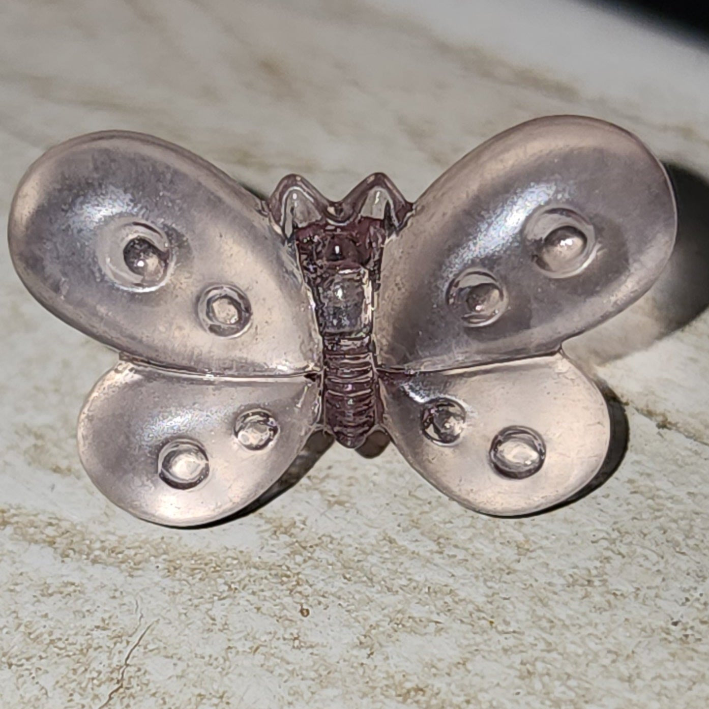 Frosted light pink butterfly 17mm wide