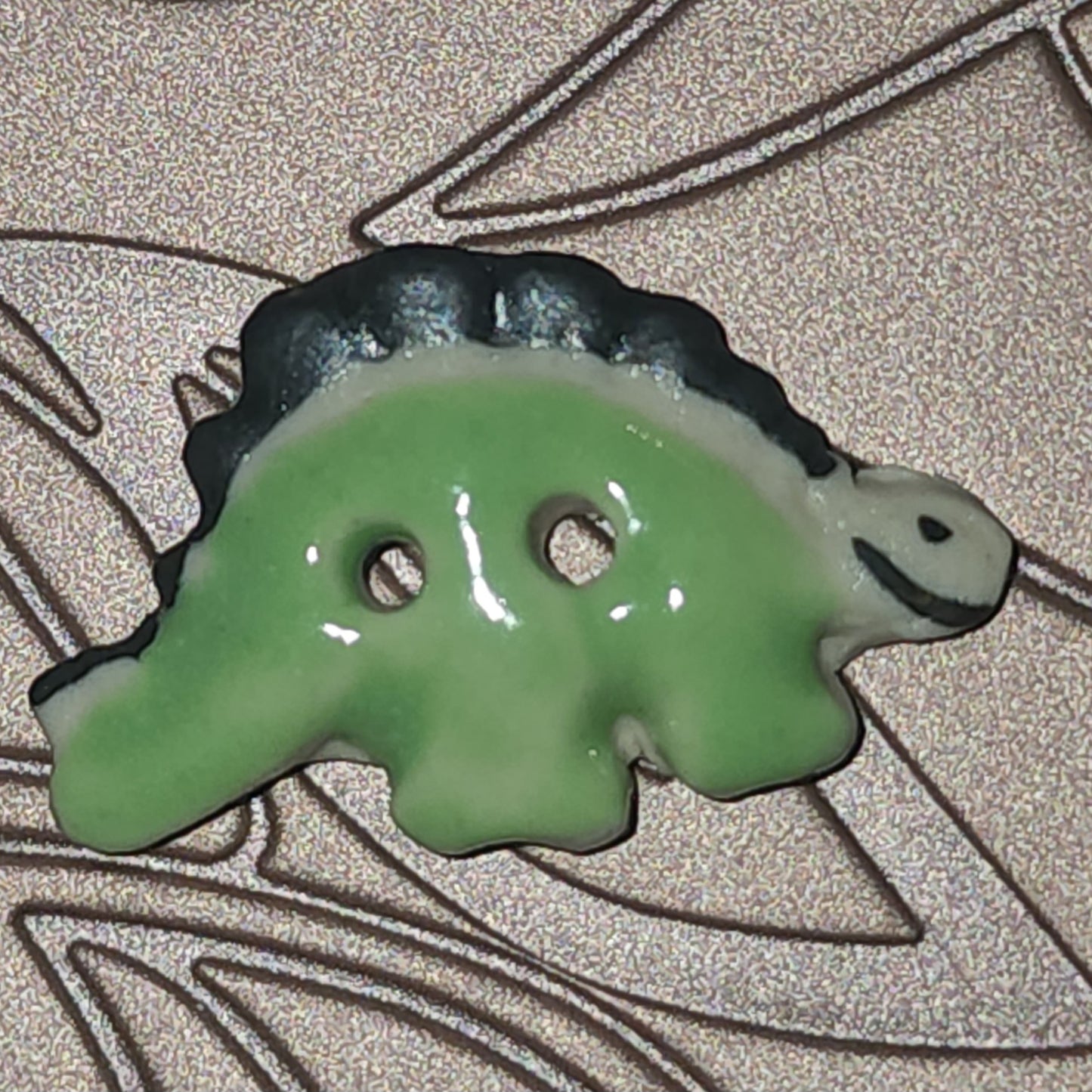 Ceramic Dinosaur Button 25mm long