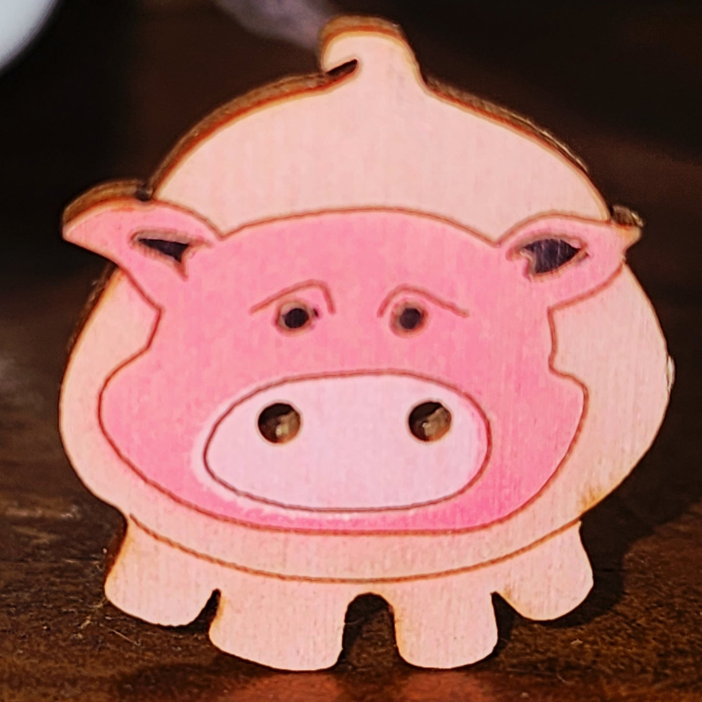 Wooden Pig Button 25mm high