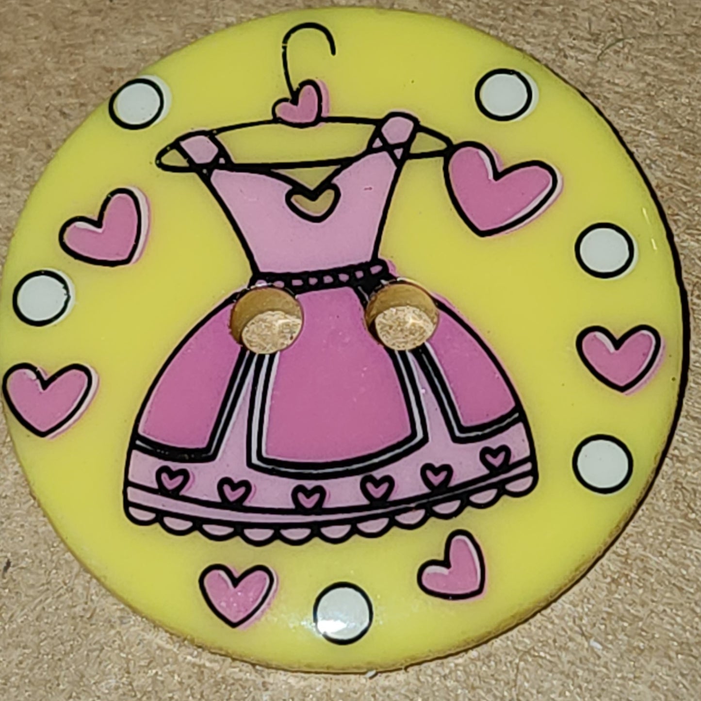 Pink Dress Button 25mm (round)