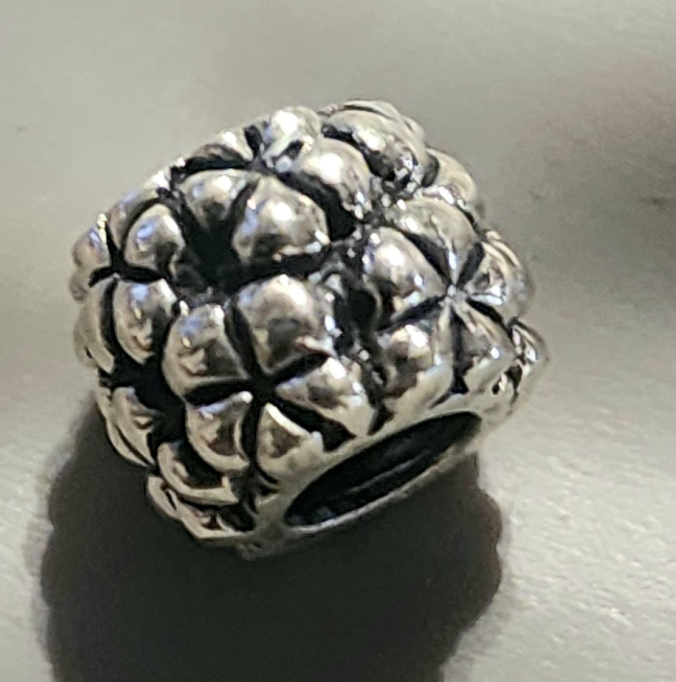 Sterling silver round textured bead