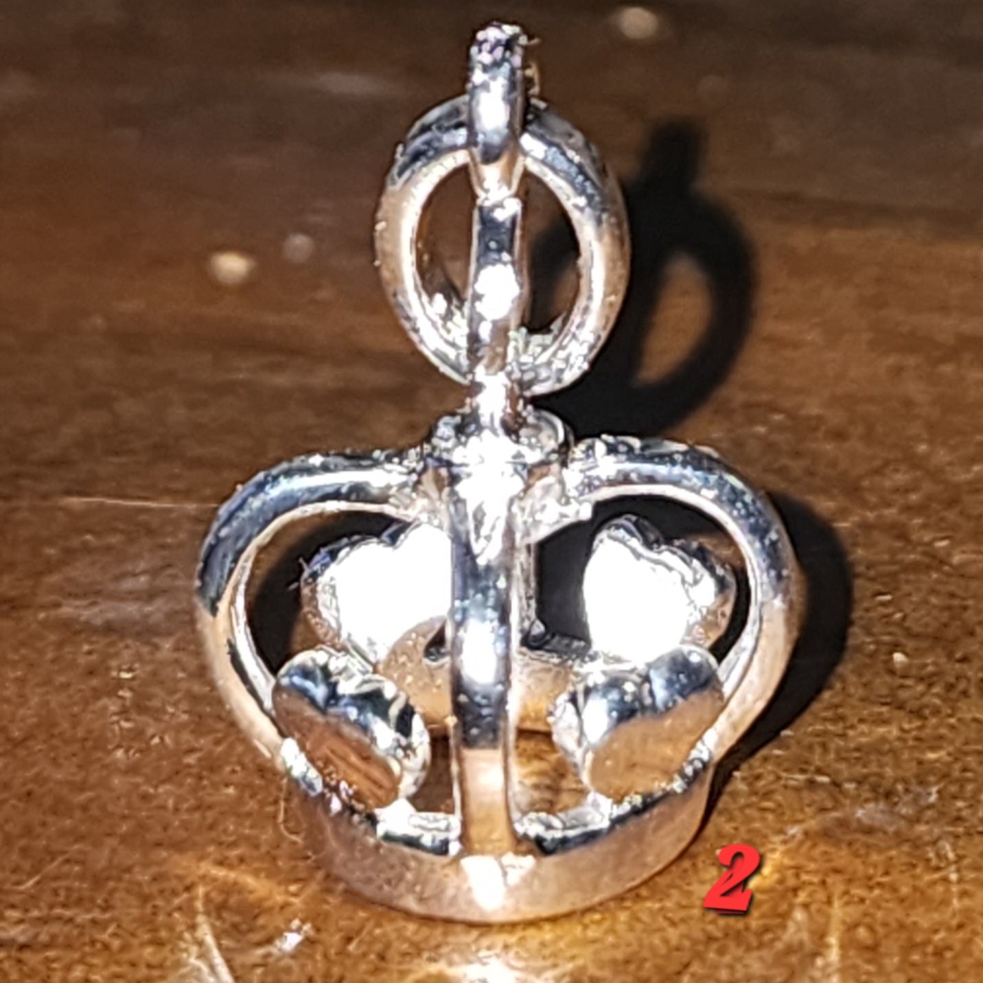 Sterling silver 4 heart crown charm 20mm