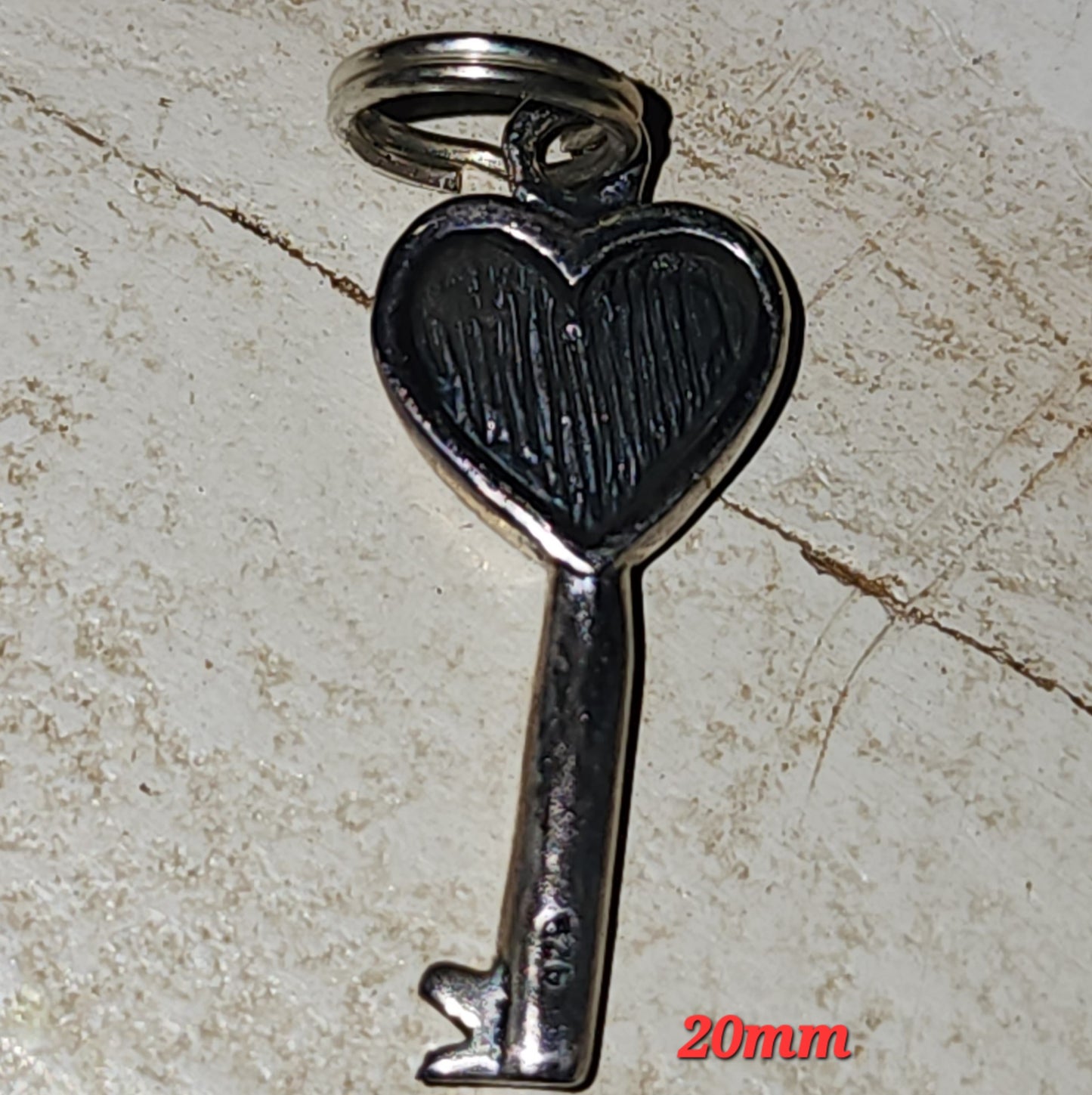 Sterling silver dangle key charm 20mm