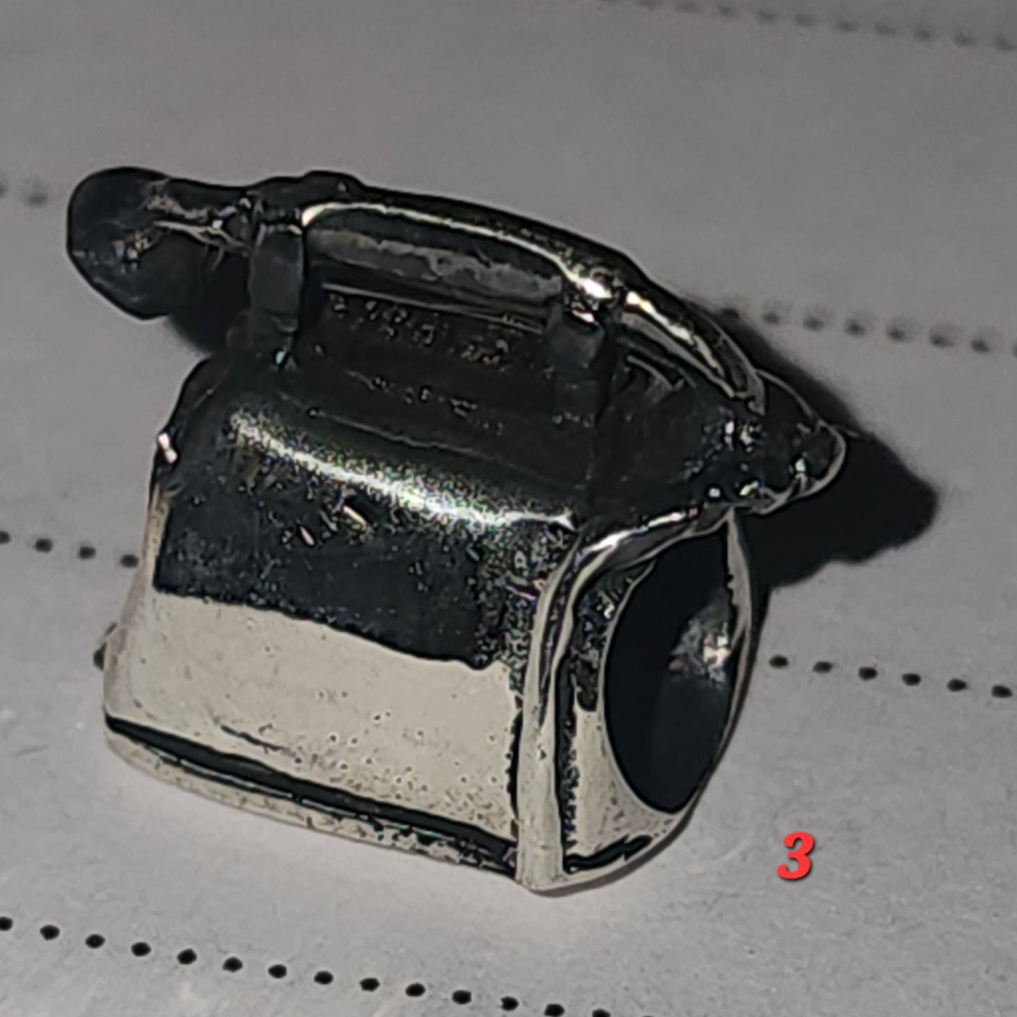 Sterling silver retro telephone bead 12mm
