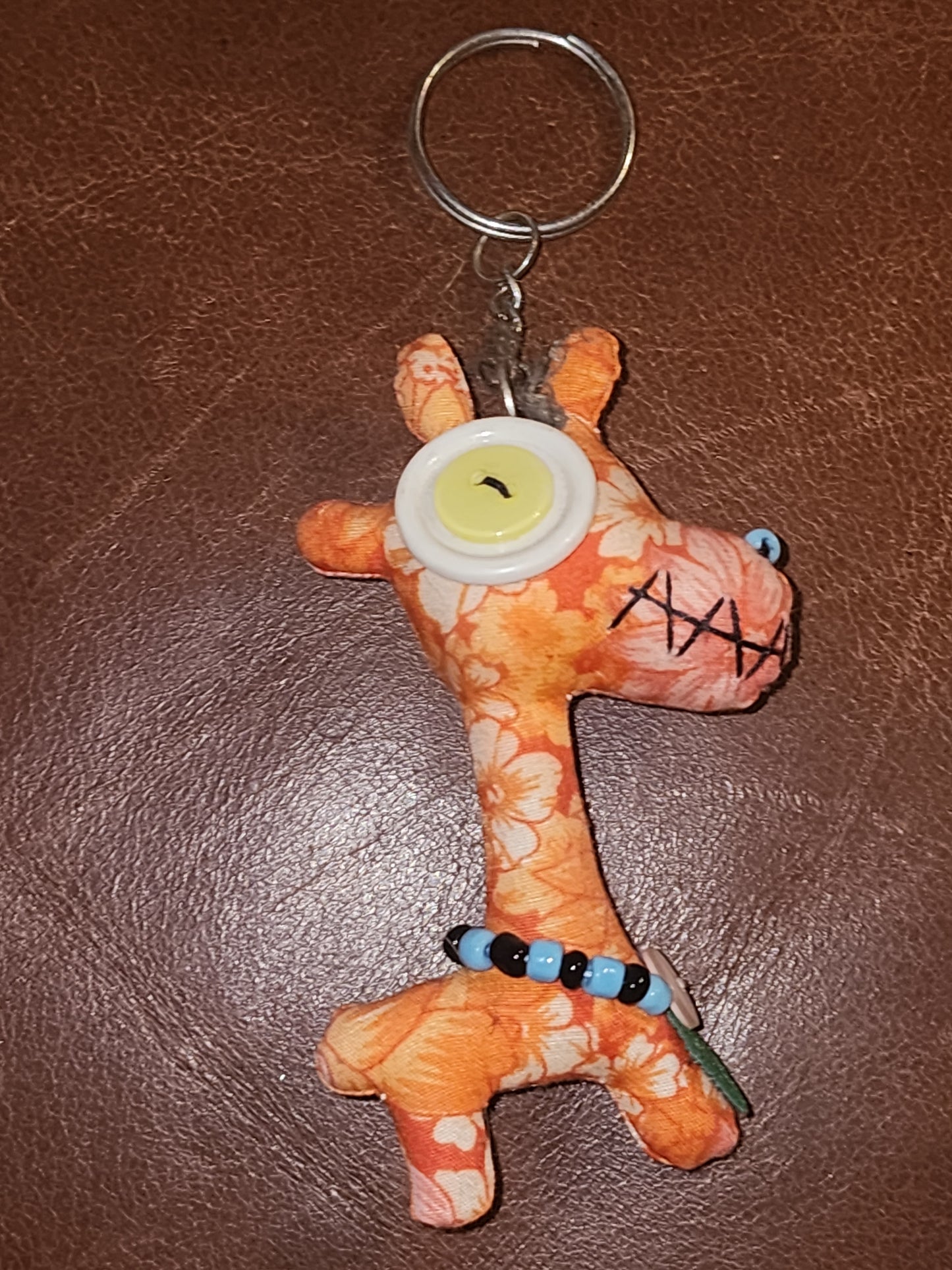Fabric funky giraffe keyring 8.5cm