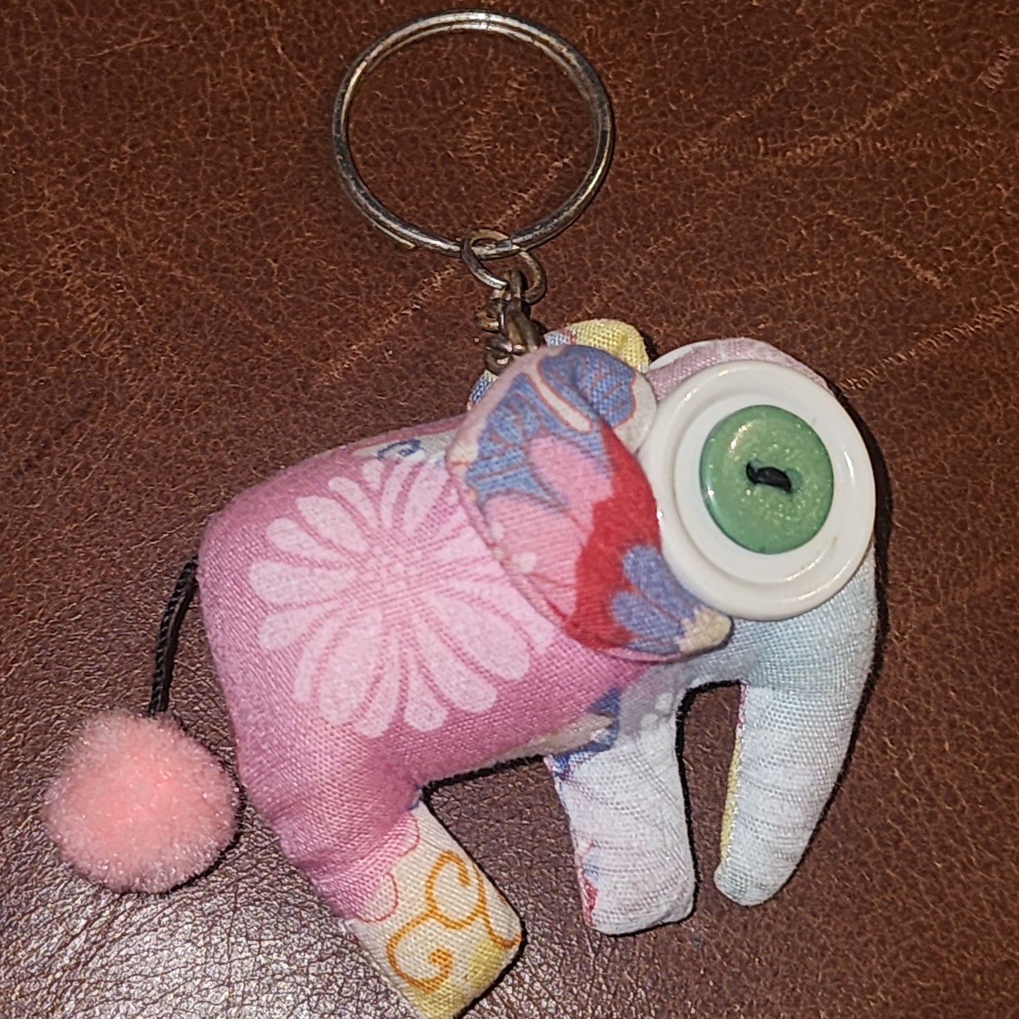 Fabric elephant keyring