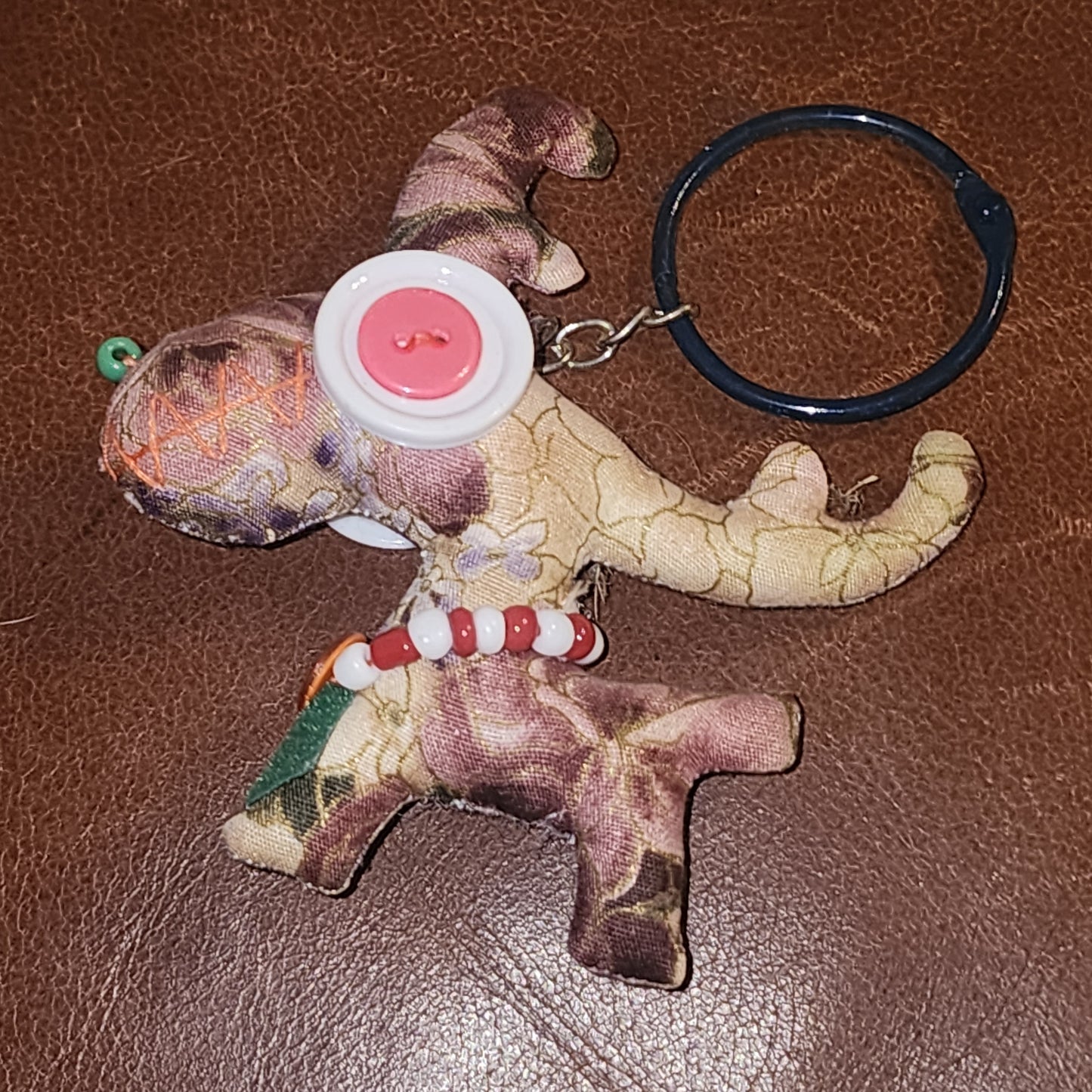 Fabric funky moose keyring