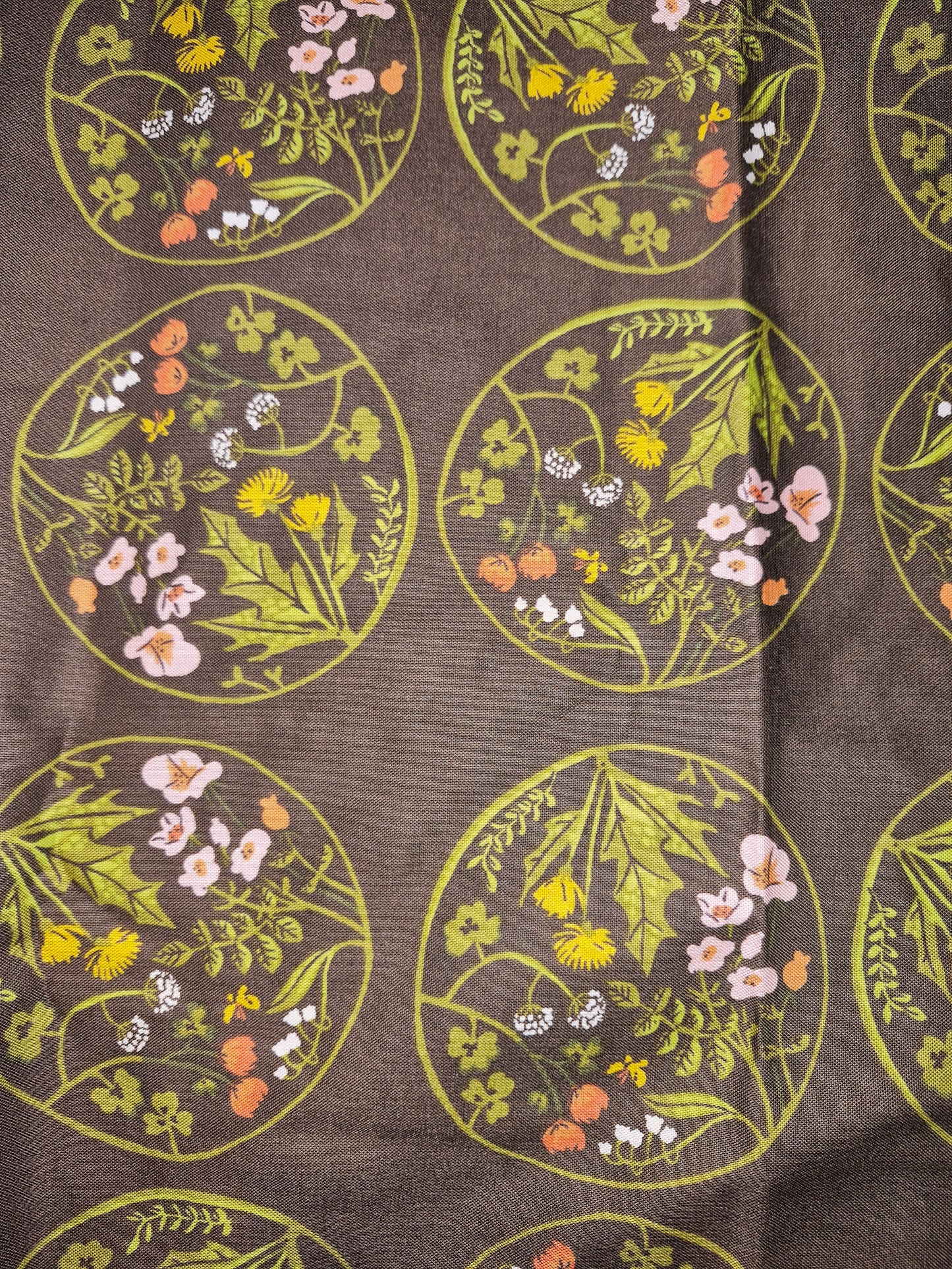Tiger Lily by Heather Ross Floral Medallion Brown 40928-3