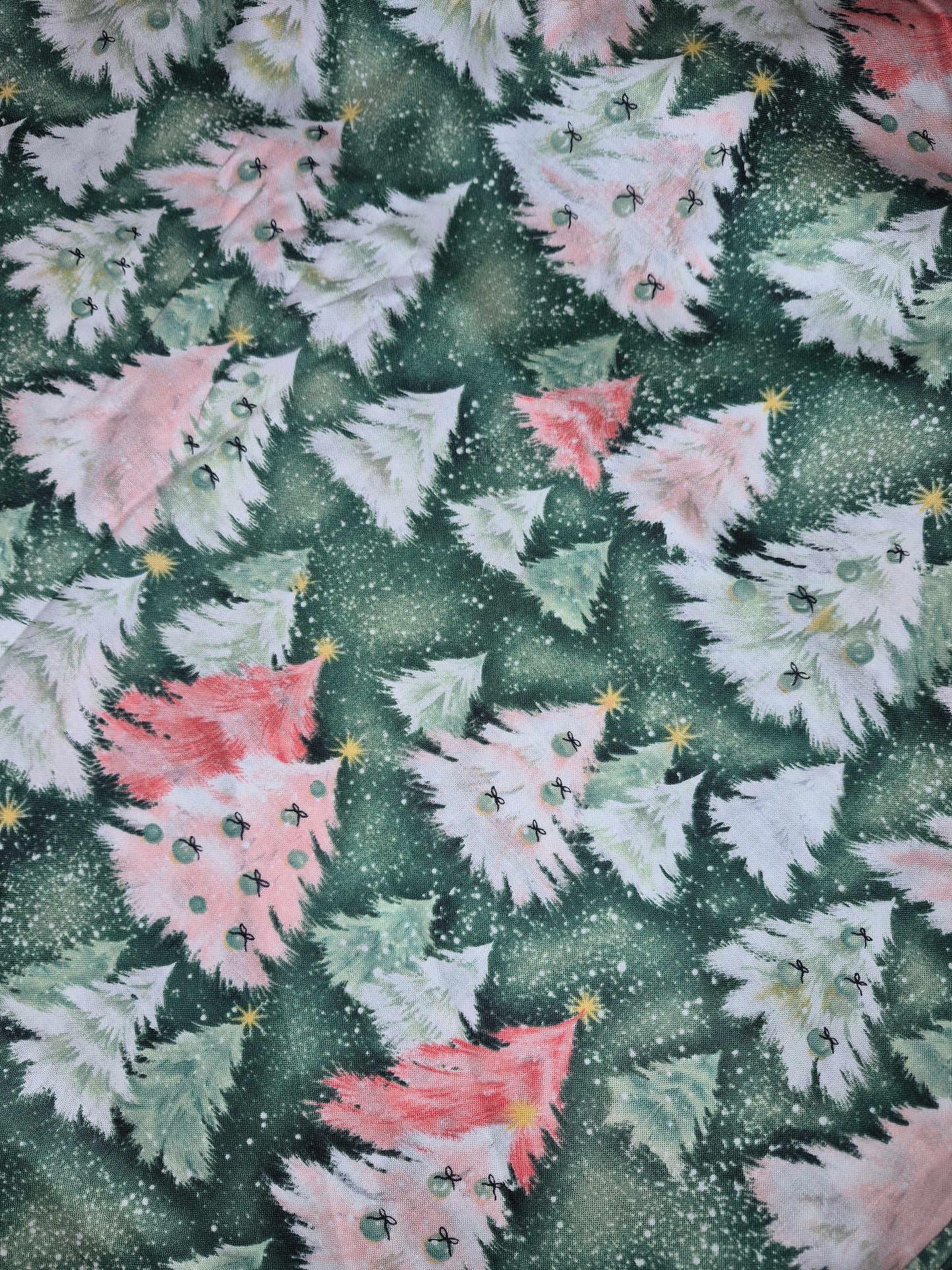Retro christmas tree fabric (pink green)