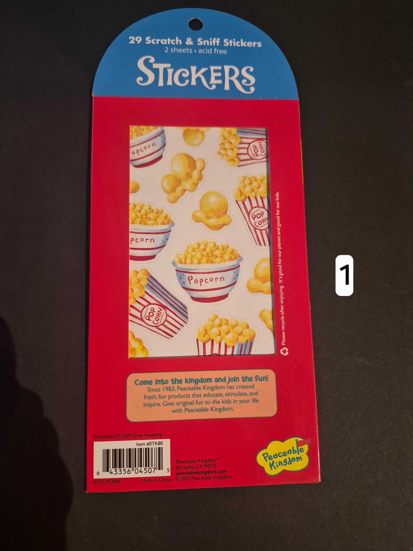 Scratch & Sniff popcorn stickers