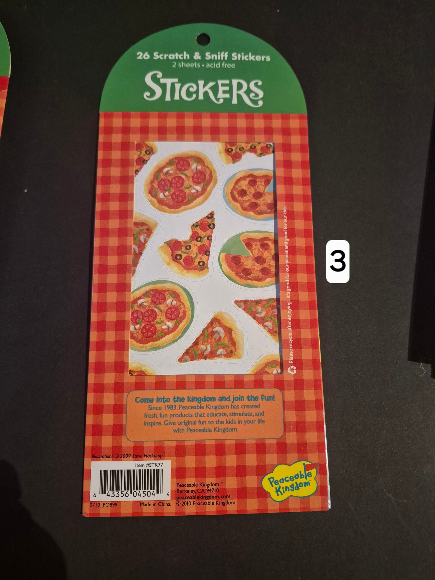 Scratch & sniff pizza stickers