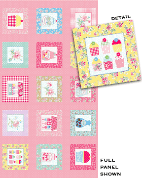 Sweet Shoppe - Square Petal Pink Panel 3641 Benartex