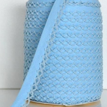 Baby blue picot trim bias binding (double fold) PRICED PER METRE