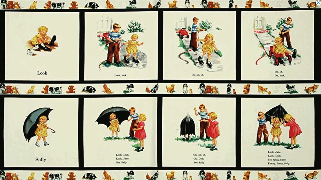 Dick and Jane Sally Look - Cream PANEL (now discontinued) RARE DJ-2731