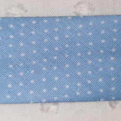 Polycotton Bias Binding 25mm Light blue pindot
