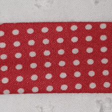 Polycotton Bias Binding 25mm red white spot