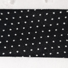 Polycotton Bias Binding 25mm Black white pindot
