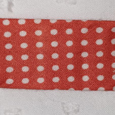Polycotton Bias Binding 25mm orange white dot (1.5m left)