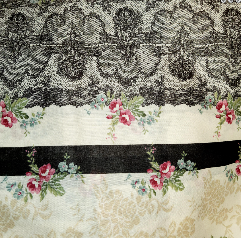 Micci Collection by Yuwa Premium Black Lace stripe (Cotton voile) MC316653