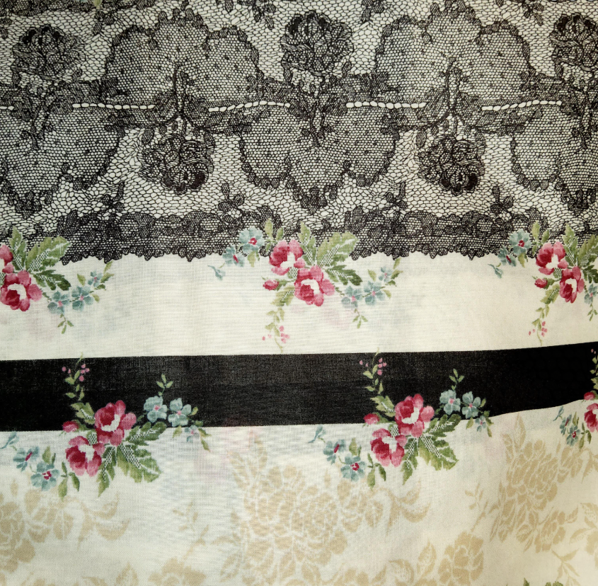 Micci Collection by Yuwa Premium Black Lace stripe (Cotton voile) MC316653