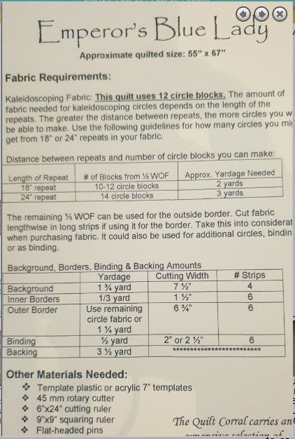 Emperor's Blue Lady - quilt pattern by Gutzy Geisha Designs