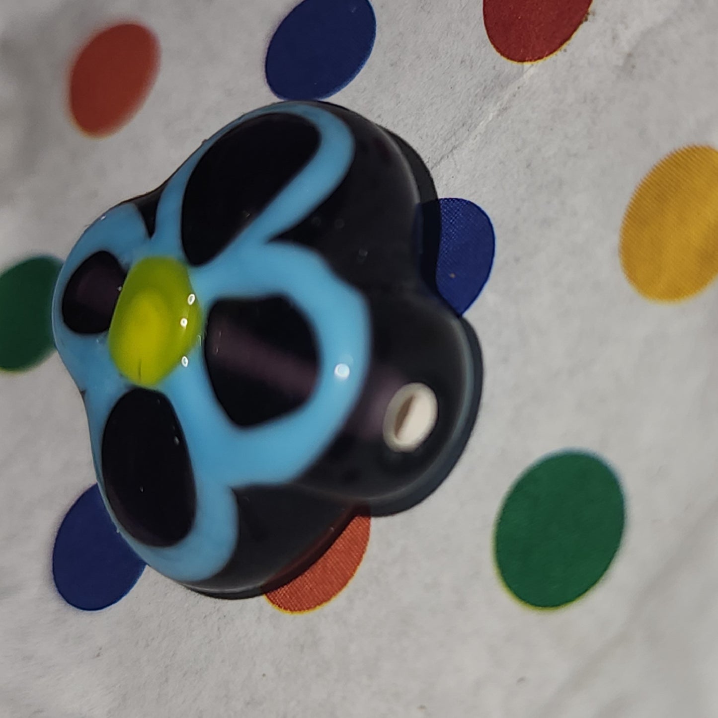 Glass handmade lampwork flower bead COBALT PURPLE