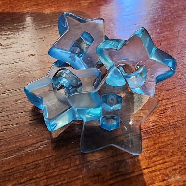 Star baby blue clear button 1.7cm (shank back)