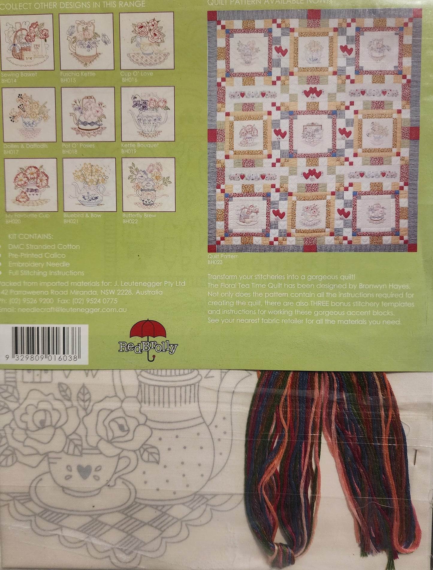 Bronwyn Hayes Stitchery Kit "Floral Tea Time" Tea Sampler