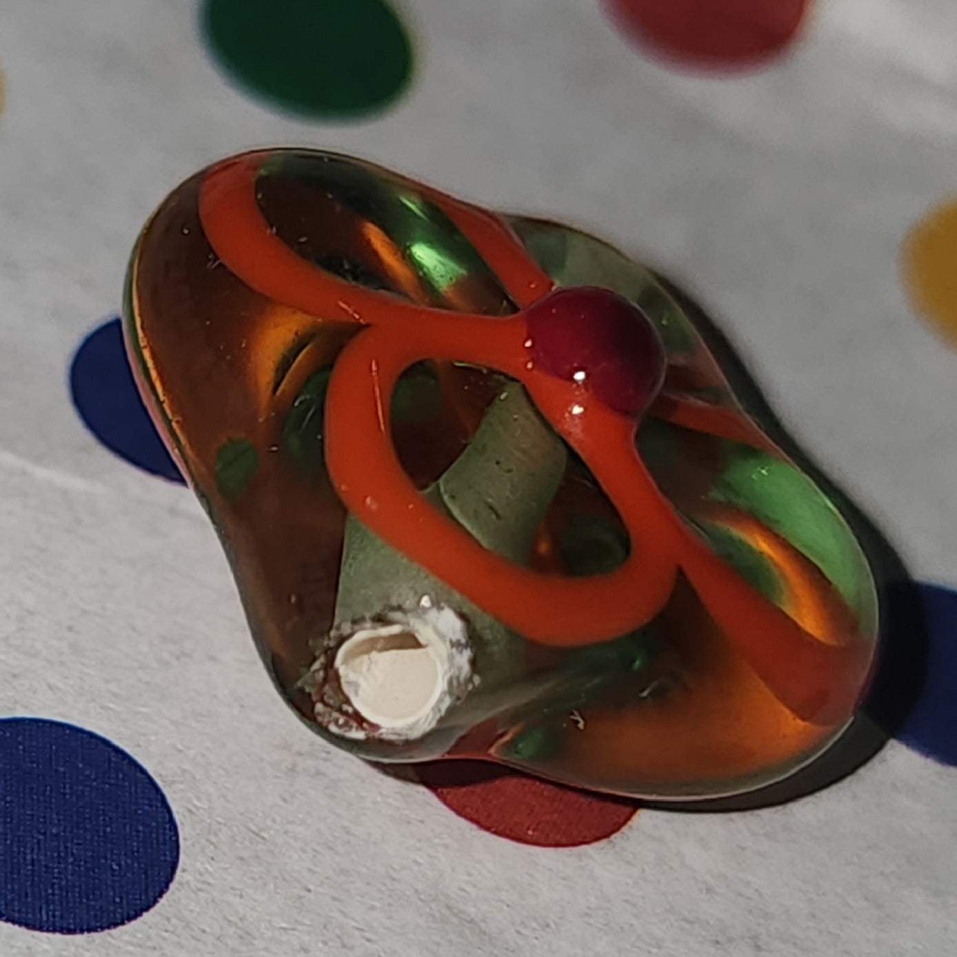 Glass handmade lampwork flower bead KHAKI ORANGE