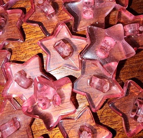 Star button baby pink clear 1.7cm (shank back)