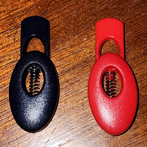 Cord stop single 32mm red and black (plastic)