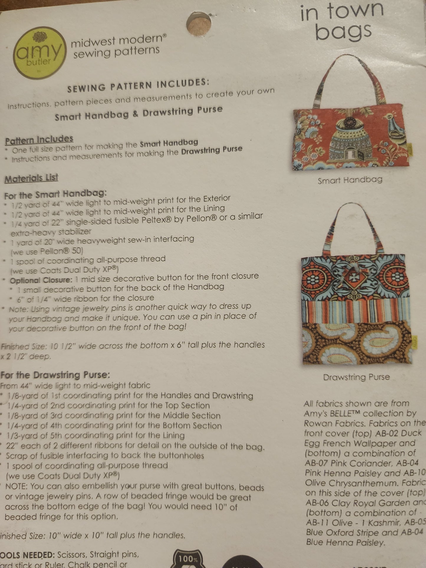 In Town Bags by Amy Butler Pattern