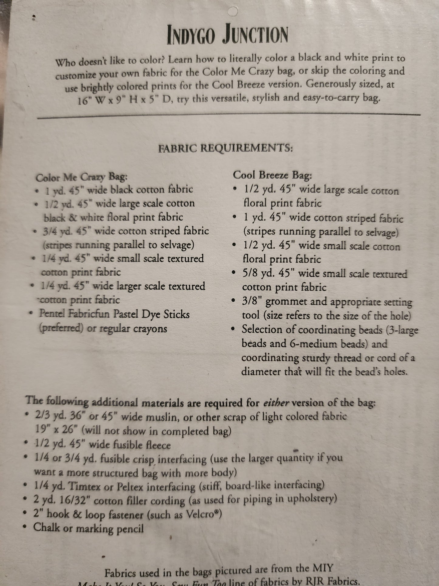 Color Me Crazy bag patterns by Diane McCauley Design (Indygo Junction) *