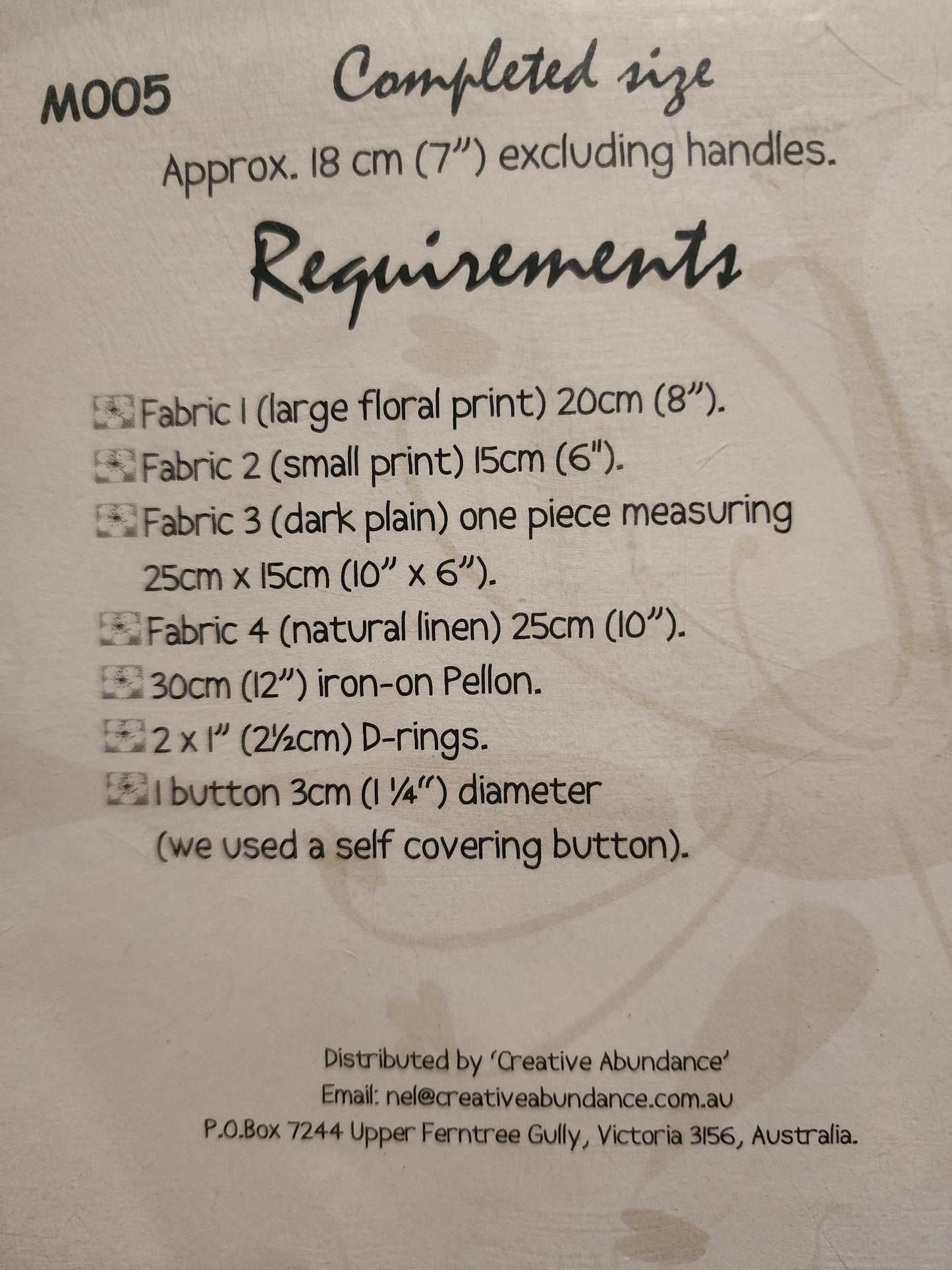 Keiko bag pattern by Melly & Me MO05 *