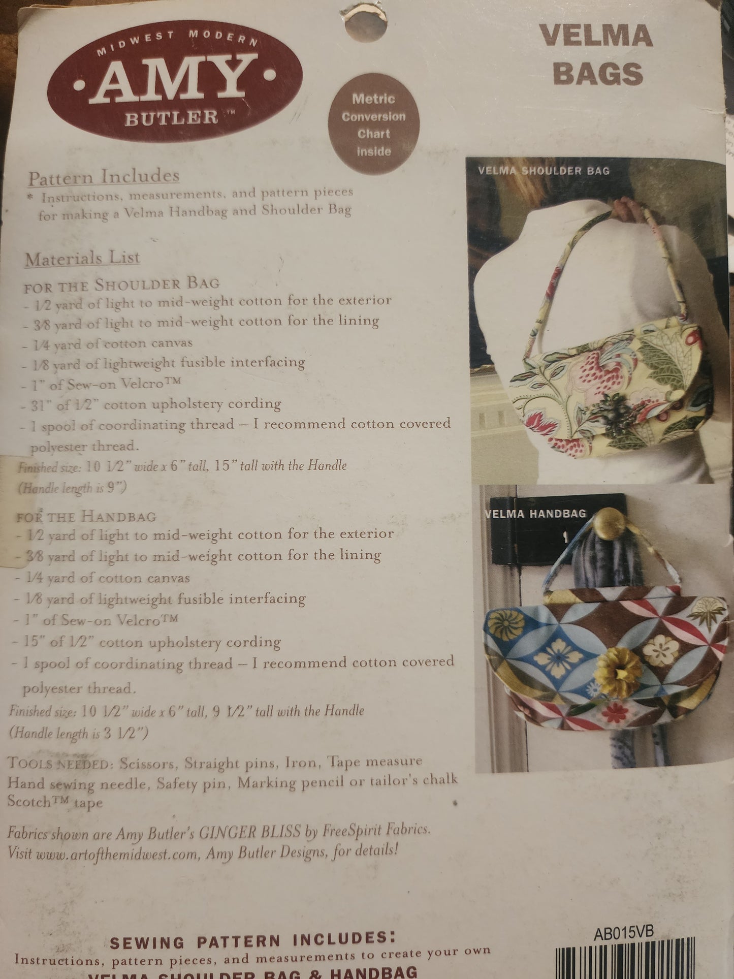 Velma Bags by Amy Butler Pattern