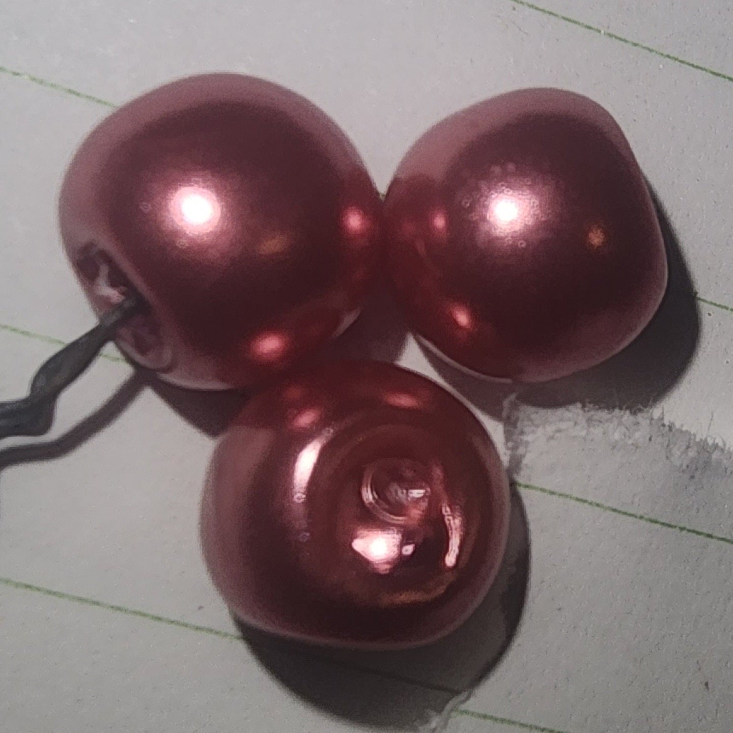 10mm pearl button (2 hole) dark metallic rose