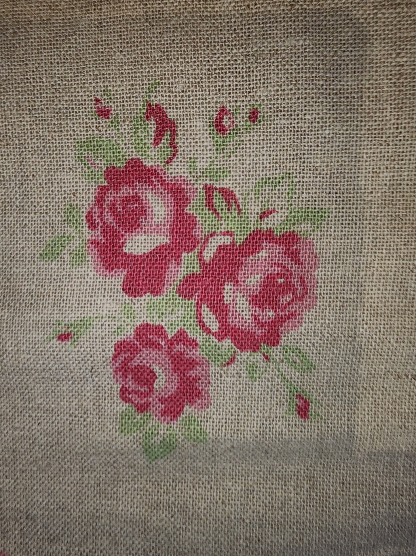 Kokka Trefle hot pink floral rustic linen *