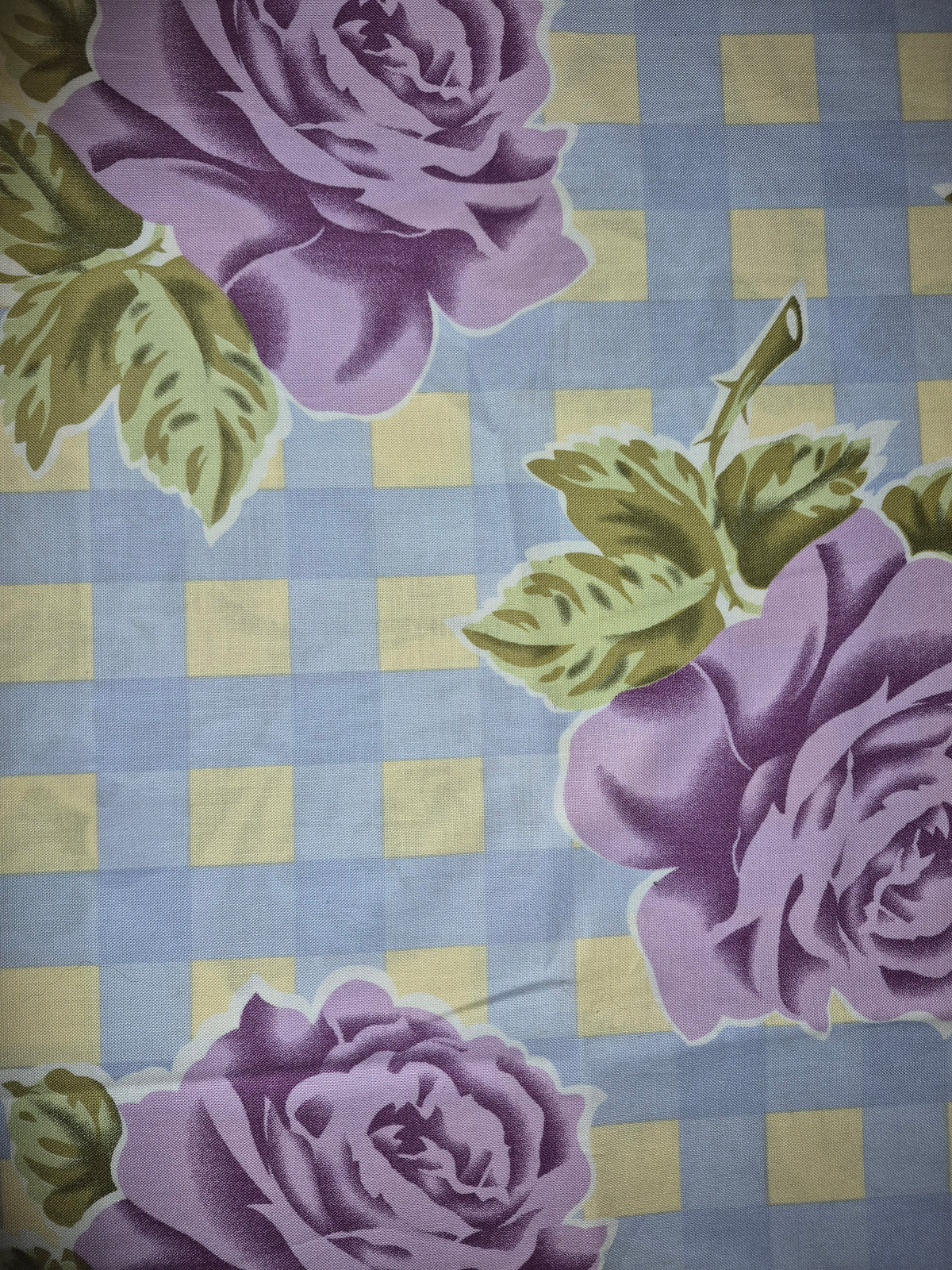 Amy Butler - Temple Flowers - Checks and Rose - Blue (80cm left)