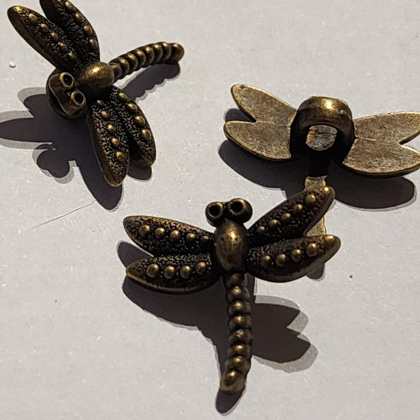 Dragonfly button antique bronze 2cm