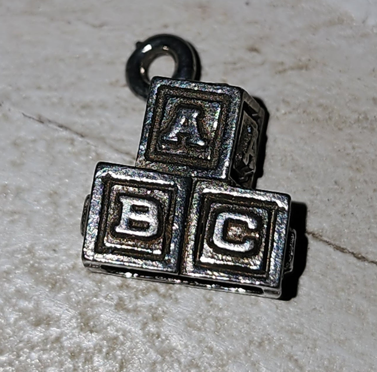 Metal baby blocks charm