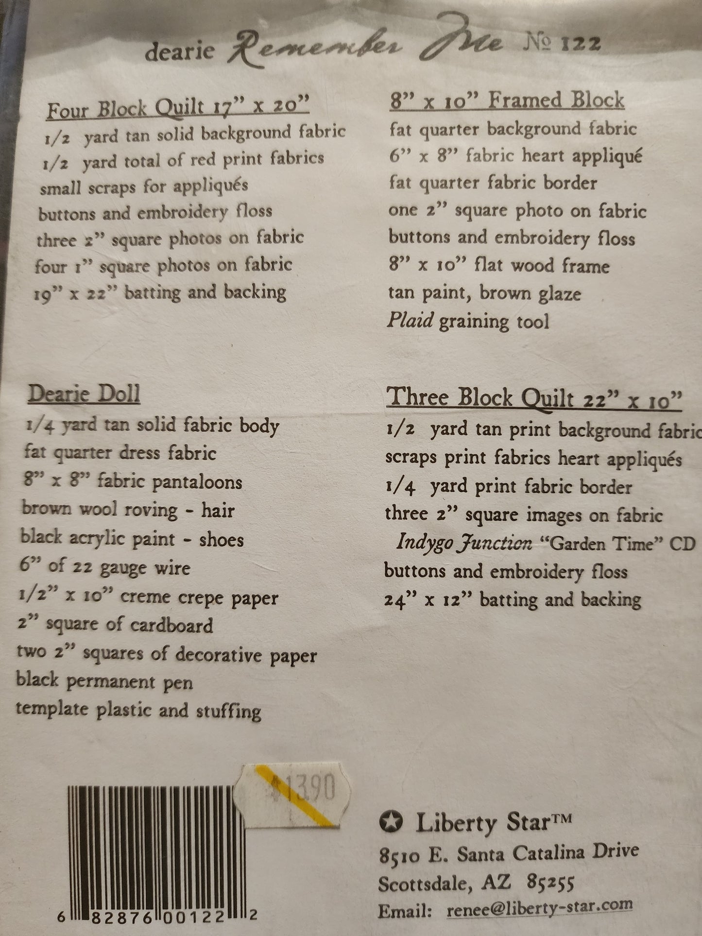 Dearie Remember Me Pattern by Renee Plains