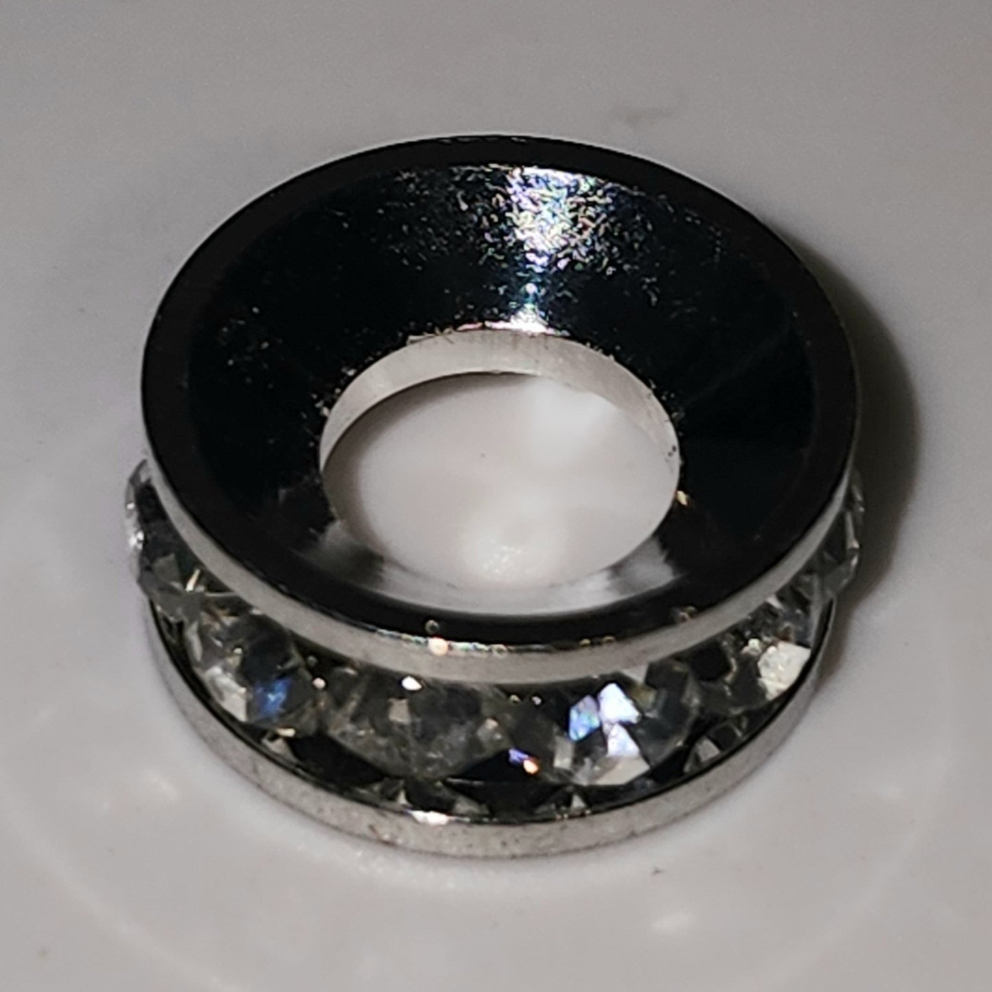 Silver diamante metal rondelle (12mm)