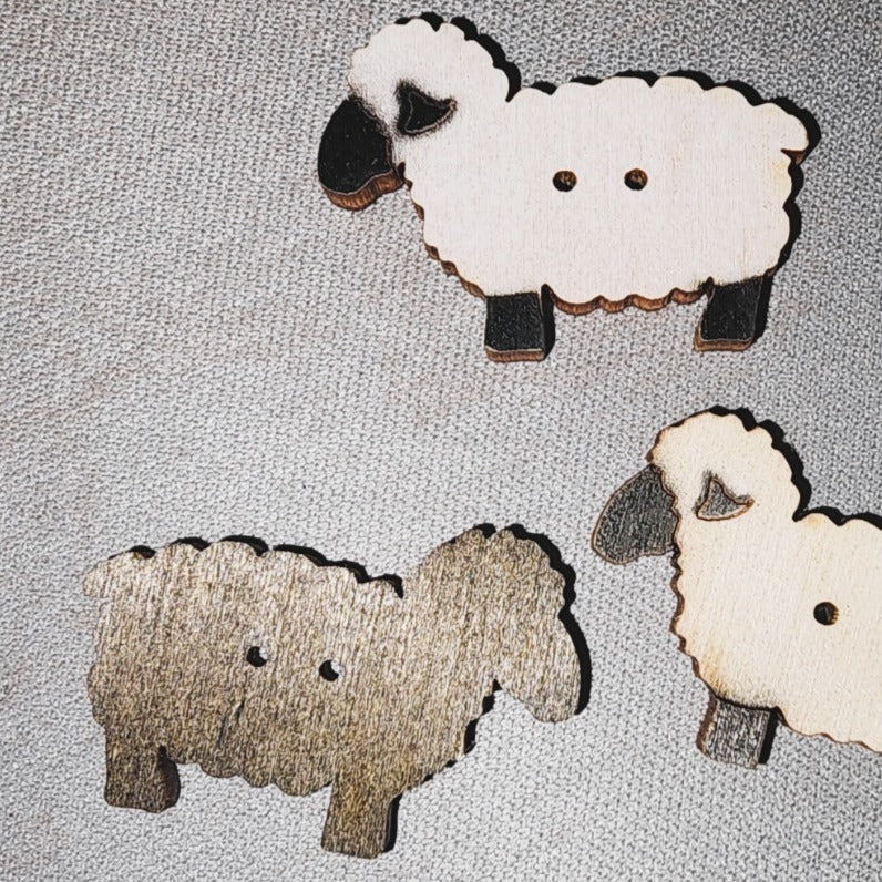 Wooden Sheep Button handpainted (1 inch wide) 140456