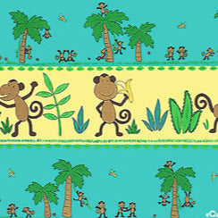 Funky Monkey Stripe - Turquoise And Yellow c-1629 Michael Miller