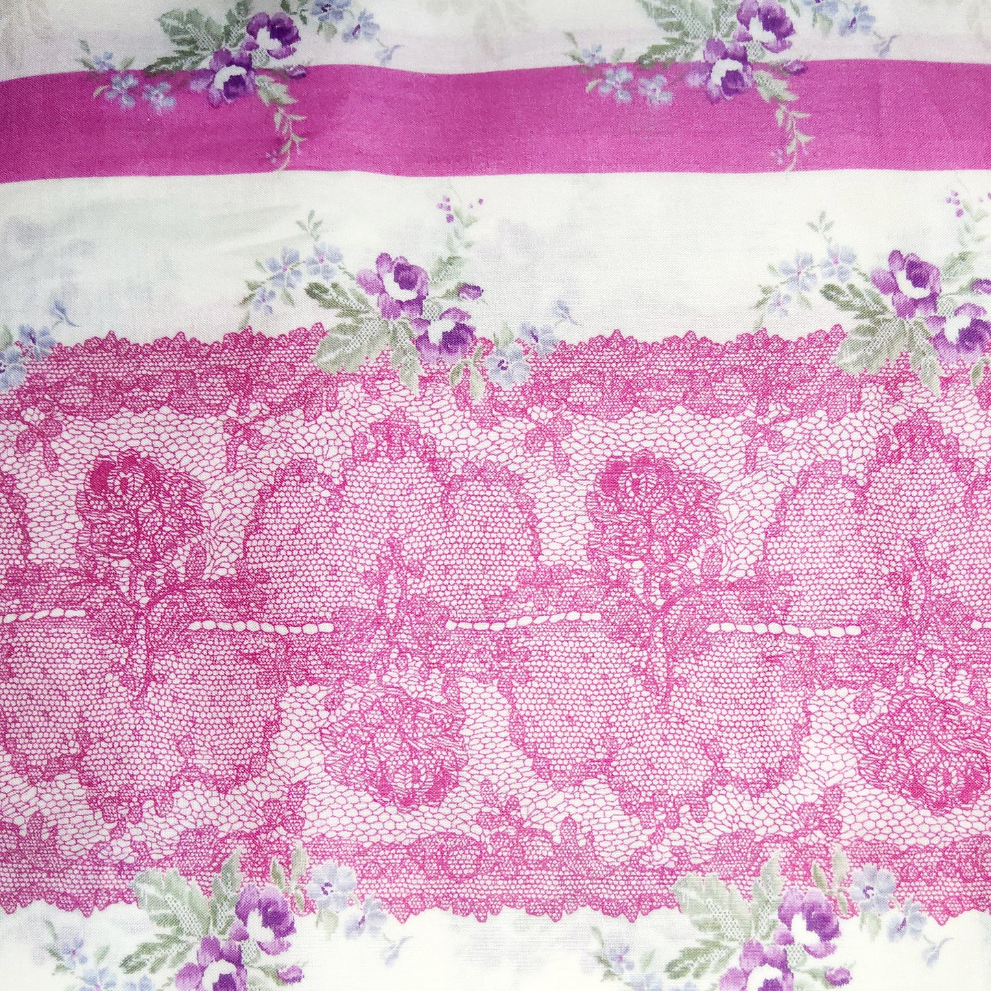 Micci Collection by Yuwa  Hot Pink Lace stripe (Cotton voile) MC316653 E
